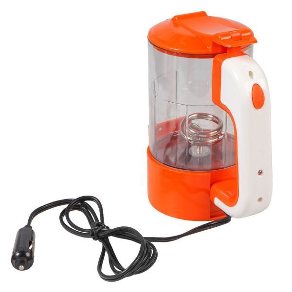 Чайник автомобильный 12В прозрачный/оранжевый пластик (ABK-12-03)